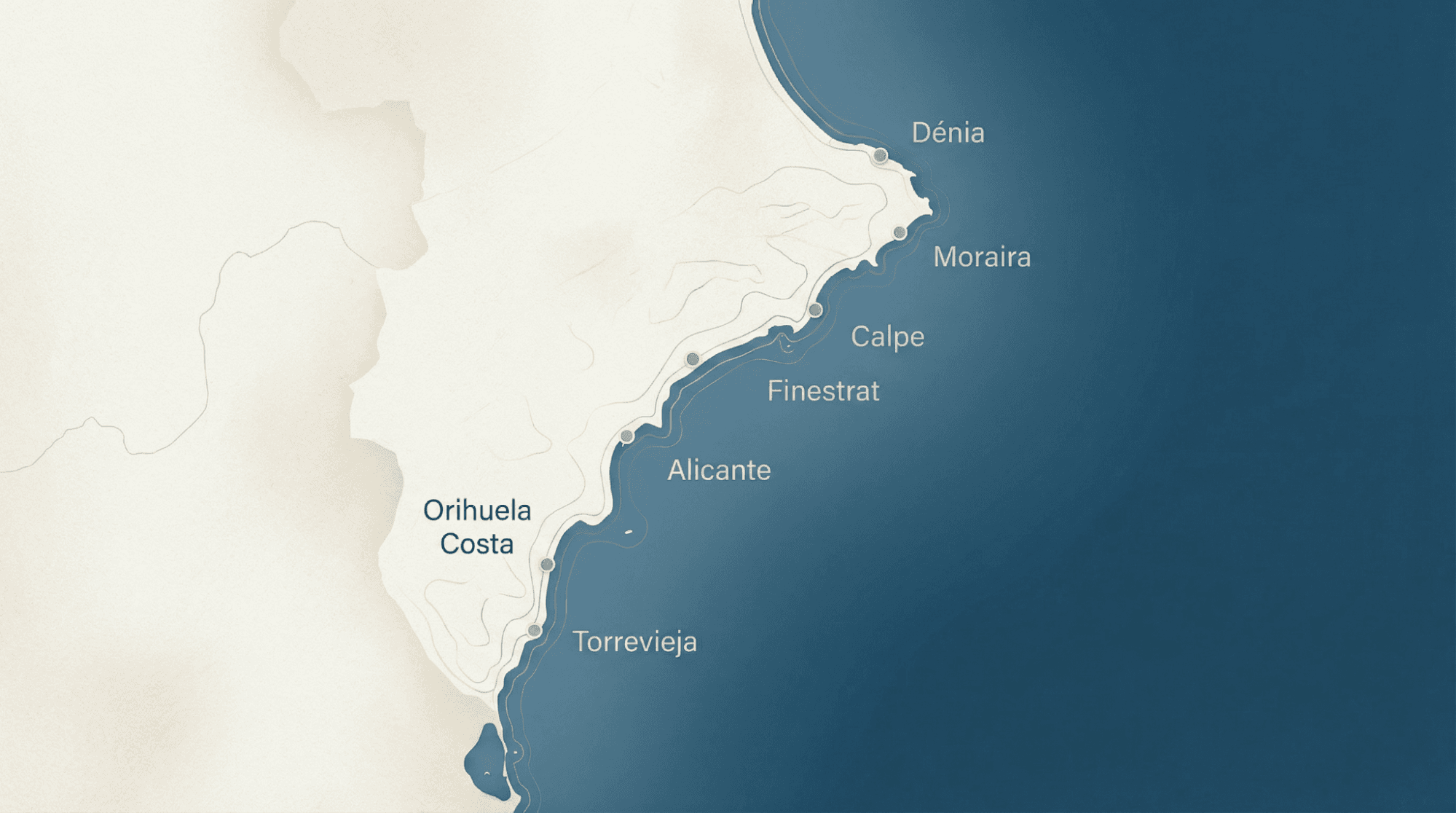 Map of sought-after areas on the Costa Blanca